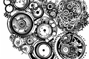 Tear out with mechanical gears as flowers tattoo idea