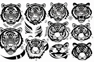 tiger tattoo, blinded eye, ornaments tattoo idea