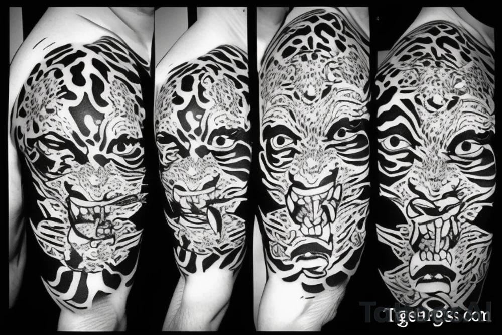 tiger tattoo, blinded eye, ornaments tattoo idea