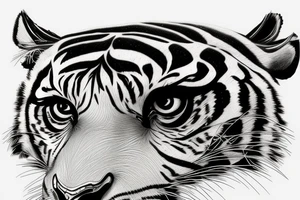 An angry tiger fading into ornaments and a real human eye that is blind tattoo idea