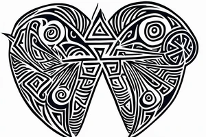 Blue evil eye with geometric designs tattoo idea