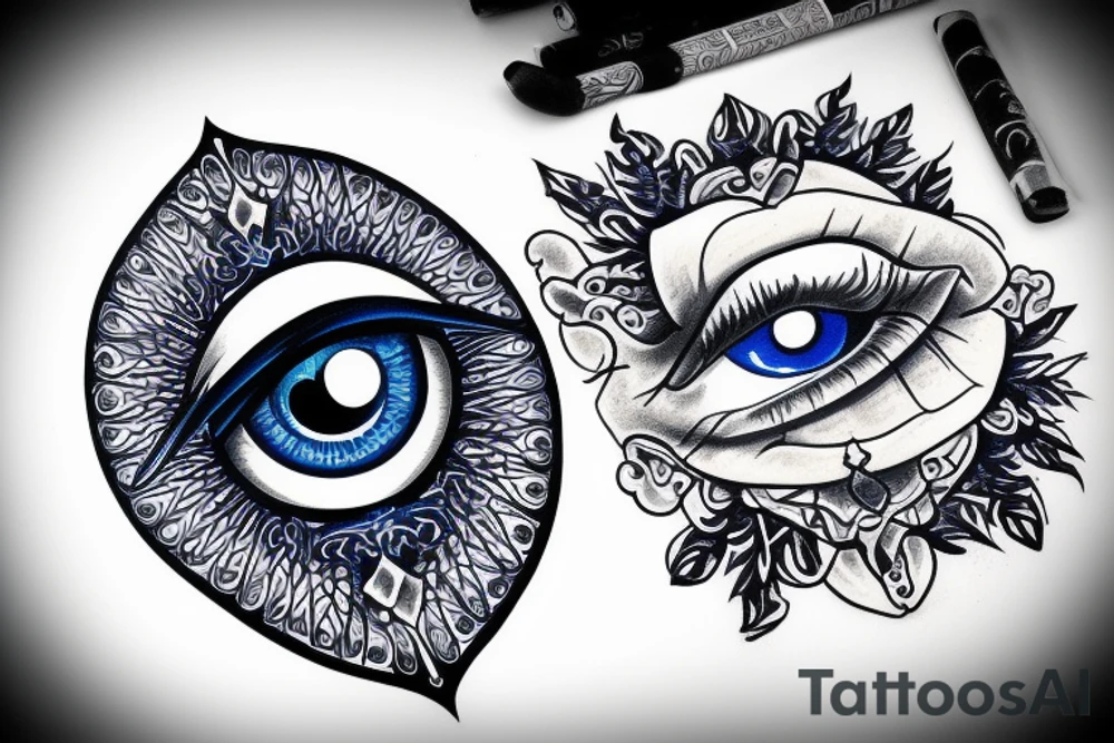 Blue evil eye tattoo idea