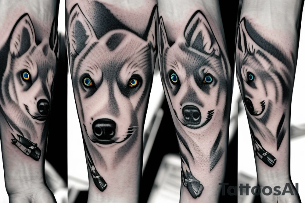 Blue husky eyes tattoo idea