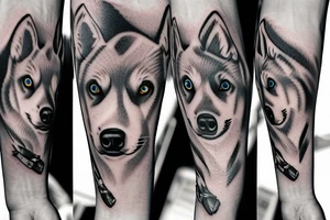Blue husky eyes tattoo idea