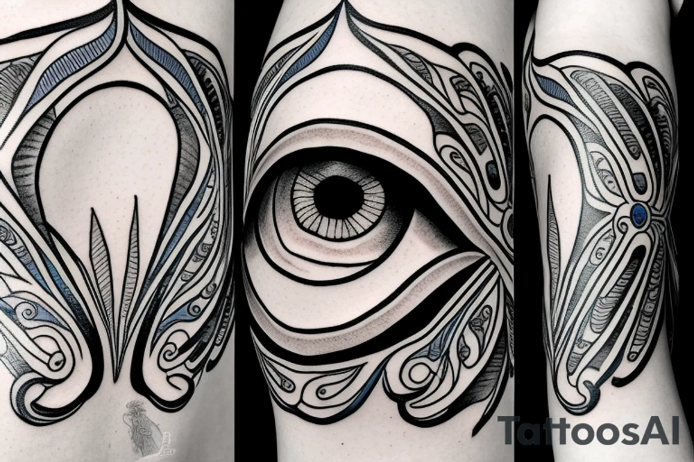 Blue evil eye with wings tattoo idea