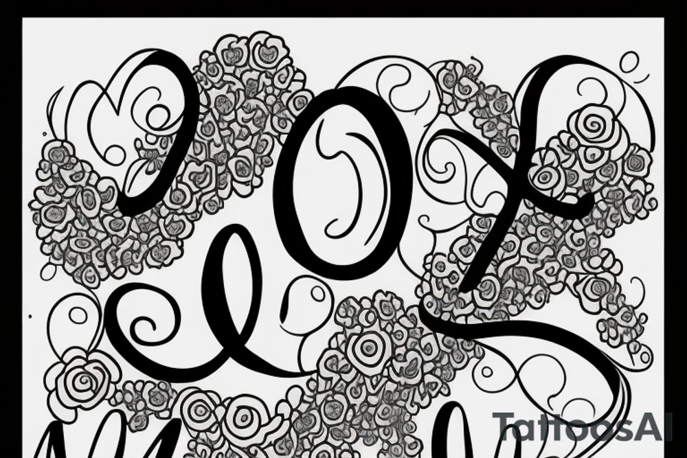 Infinity symbol mom and two daughters. Names Zoe And Emma written in script. Sunflowers tattoo idea