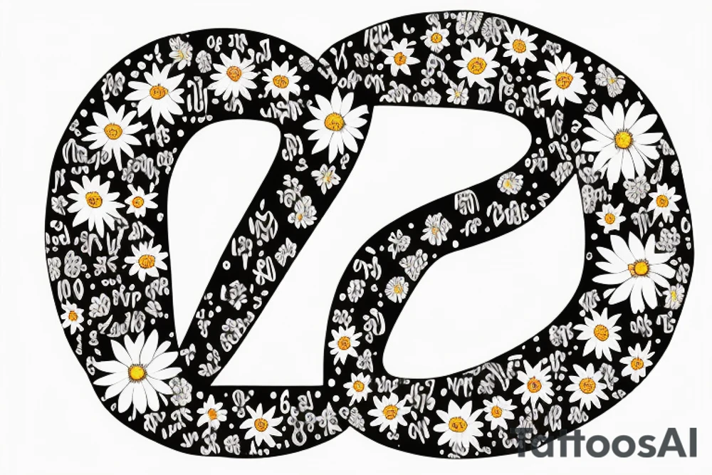 Infinity symbol mom and two daughters. Names Zoe And Emma written in script. Sunflowers tattoo idea