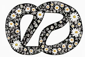 Infinity symbol mom and two daughters. Names Zoe And Emma written in script. Sunflowers tattoo idea