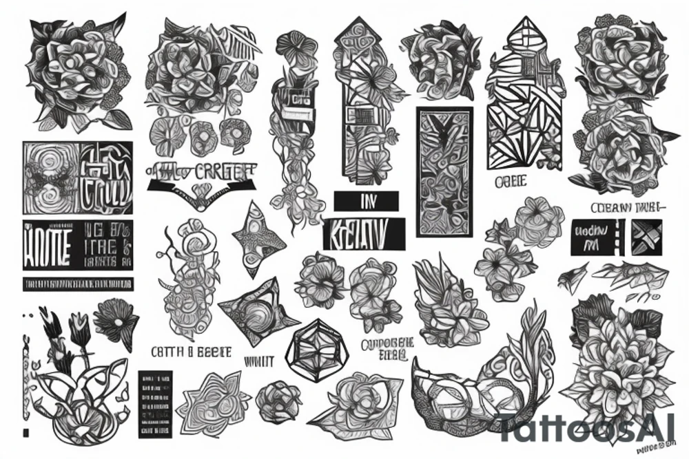 Represent the words "I create" in Ketcha using the coleur plant design tattoo idea