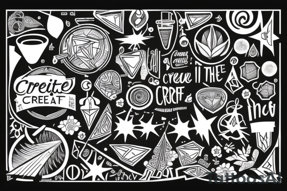 Represent the words "I create" in Ketcha using the coleur plant design tattoo idea