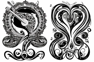 Music tattoo with Aquarius symbol tattoo idea