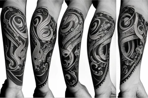 Music tattoo with Aquarius symbol tattoo idea