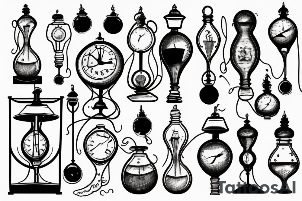 Hourglass with lamp and world tattoo idea