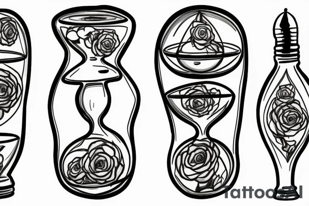 Hourglass with lamp and world tattoo idea
