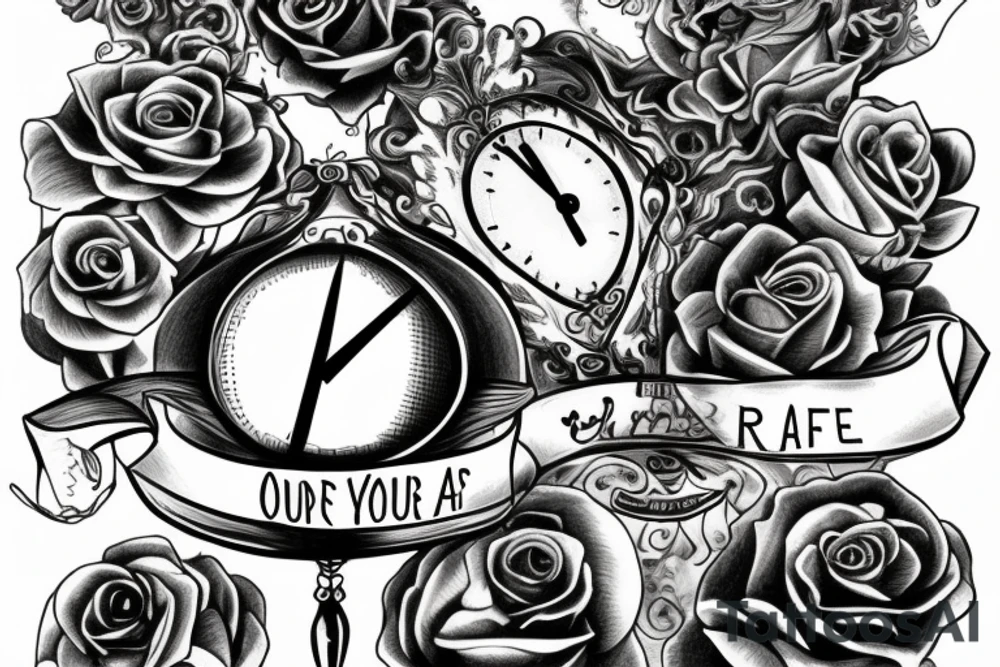 An hourglass formed with the words: are you ready for the time of your life? tattoo idea