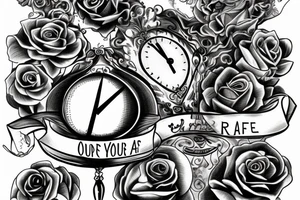 An hourglass formed with the words: are you ready for the time of your life? tattoo idea