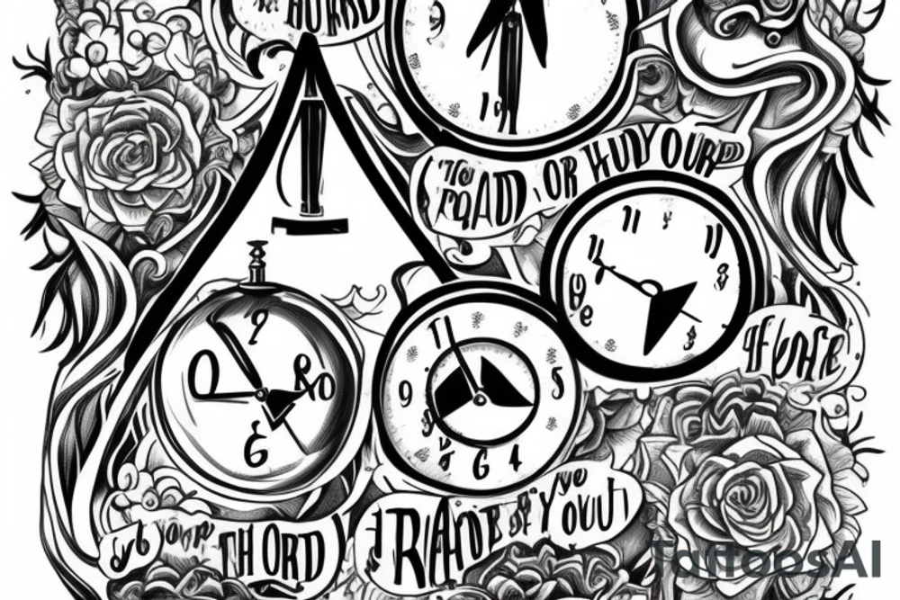 An hourglass formed with the words: are you ready for the time of your life? tattoo idea
