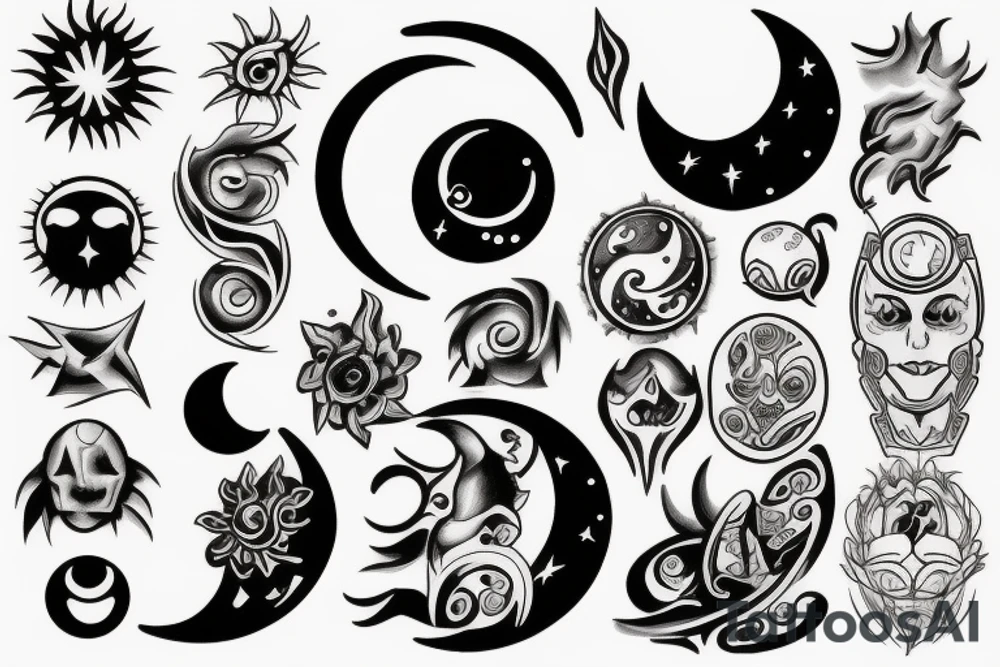 sun and moon tattoo idea