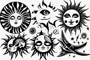 sun and moon tattoo idea