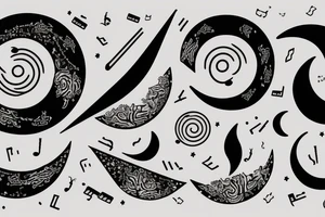 Music with with a crescent moon simple tattoo idea