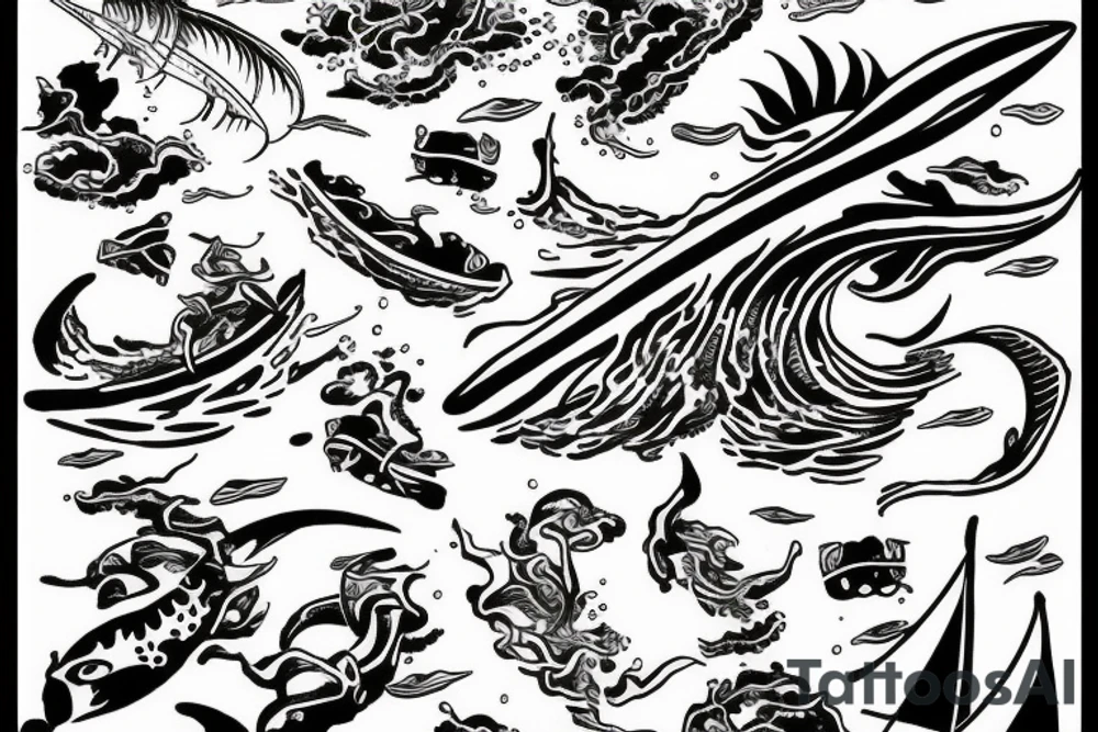 Trident breaching out of the ocean tattoo idea