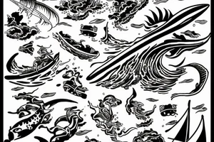 Trident breaching out of the ocean tattoo idea
