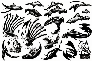 Trident breaching out of the ocean tattoo idea