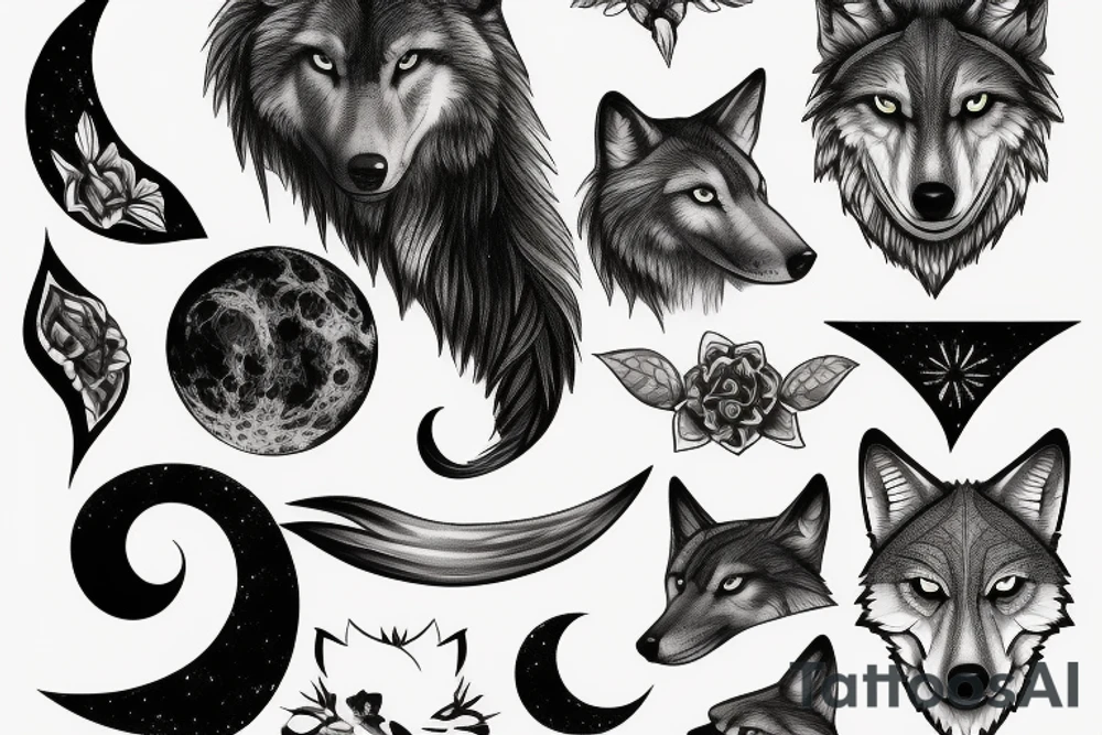 wolf night moon tattoo idea