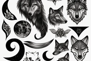 wolf night moon tattoo idea
