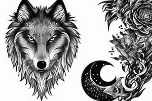 wolf night moon tattoo idea