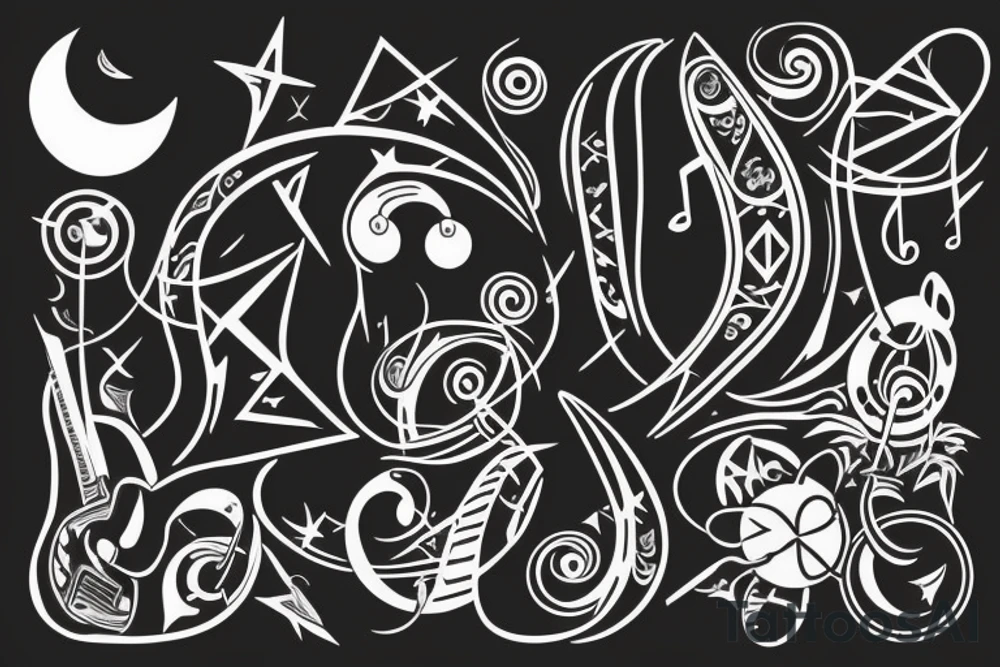 Music with with a crescent moon tattoo idea