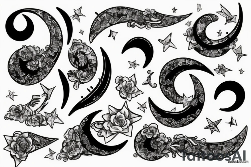 Music with with a crescent moon tattoo idea