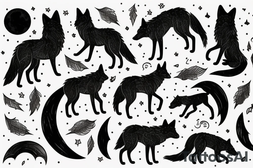 wolf with night theme with a moon tattoo idea