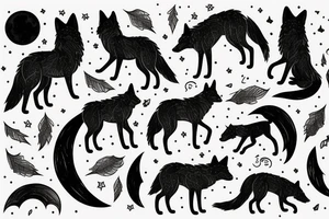 wolf with night theme with a moon tattoo idea