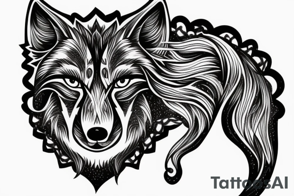 wolf with night theme with a moon tattoo idea