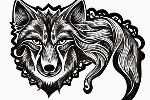 wolf with night theme with a moon tattoo idea