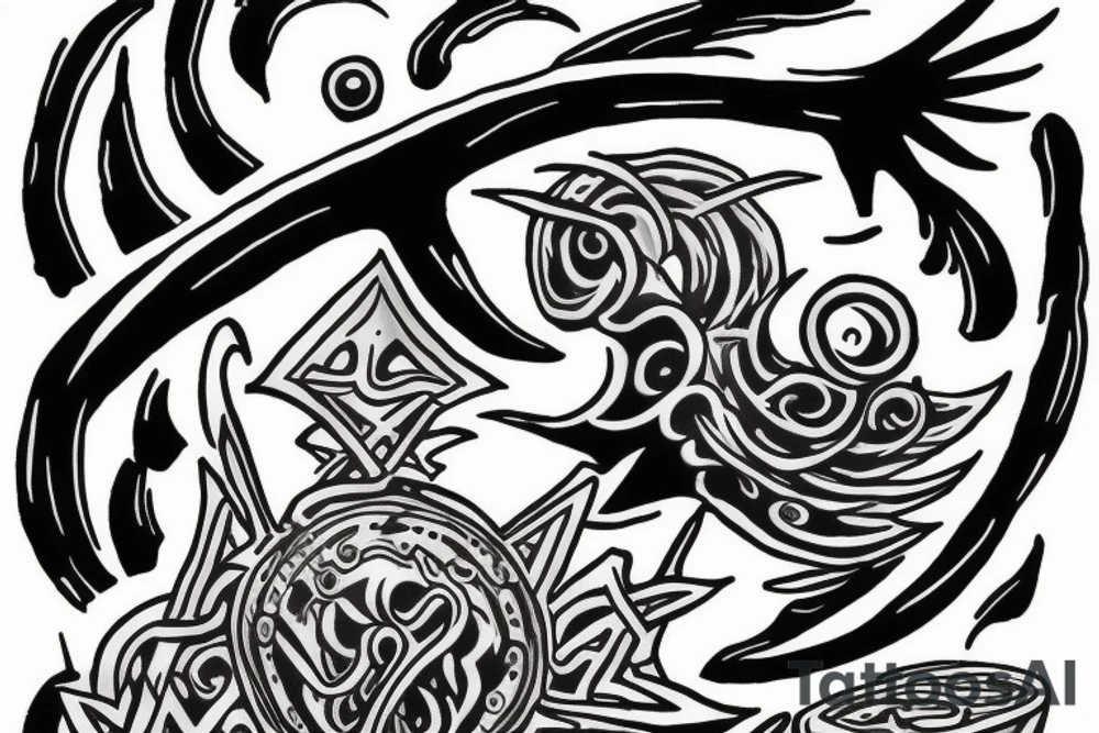 Trident rising out of the ocean tattoo idea