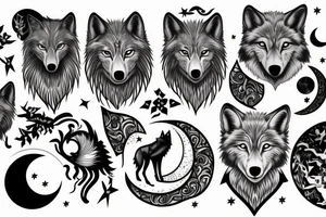 wolf with night theme with a moon tattoo idea