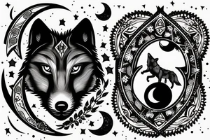 wolf with night theme with a moon tattoo idea