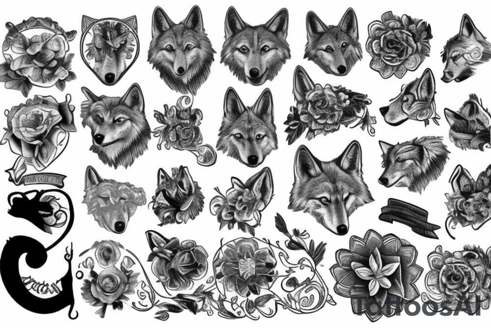 wolf with victorian era tattoo idea