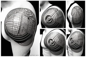 Globe in ship helm tattoo idea