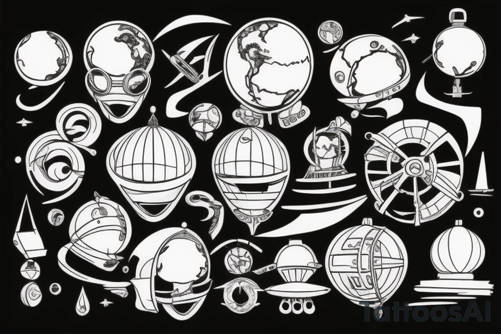 Globe ship helm tattoo idea