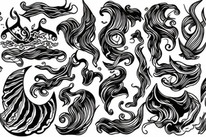 Trident and ocean waves tattoo idea