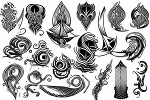 Trident and ocean waves tattoo idea