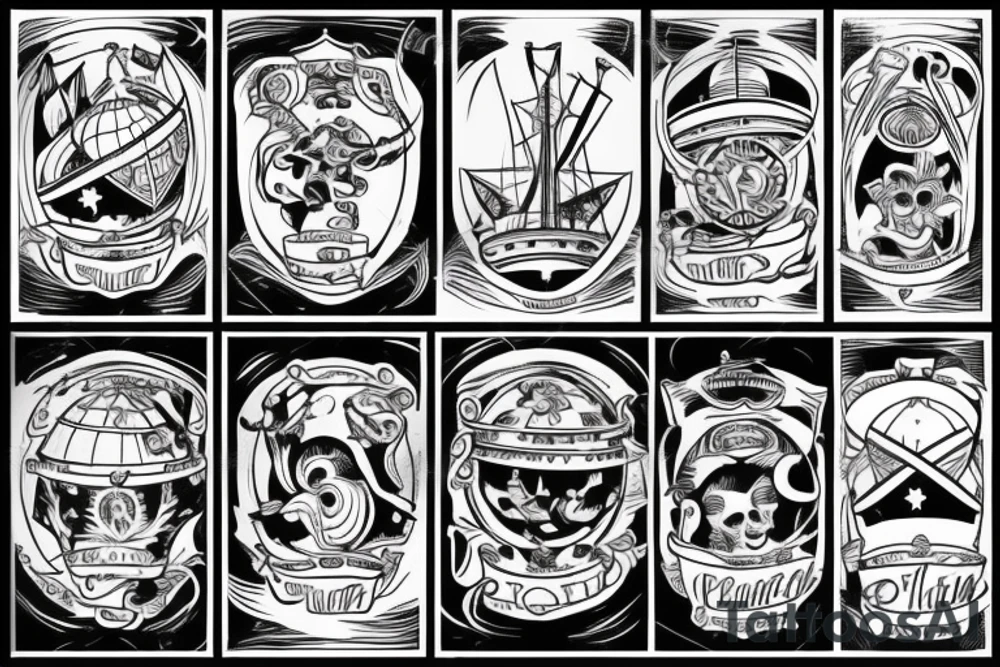 Globe ship helm tattoo idea