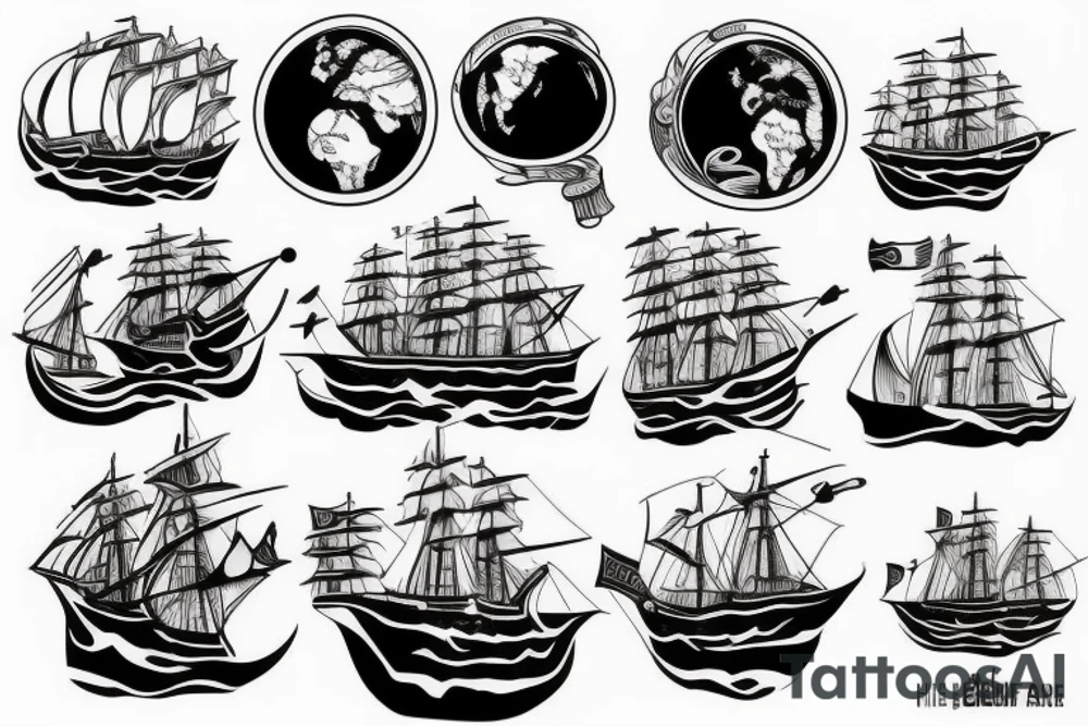 Globe ship helm tattoo idea