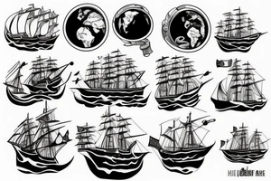 Globe ship helm tattoo idea