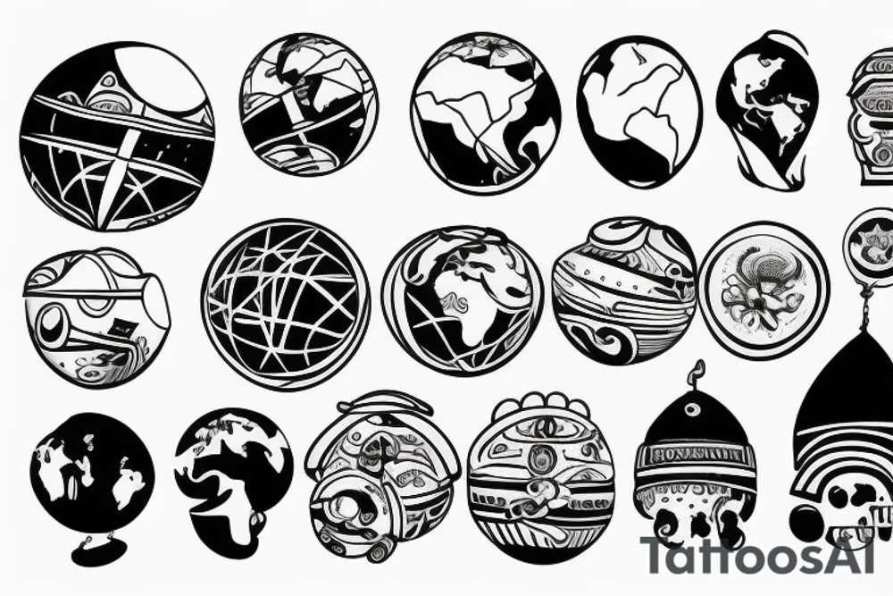 Globe ship helm tattoo idea