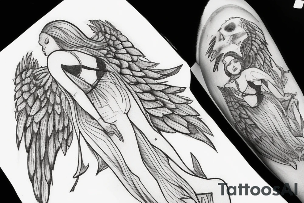 angel falling down from heaven tattoo idea
