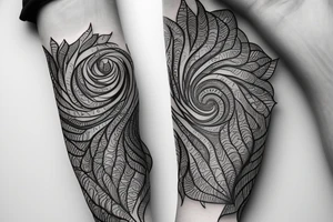 Sleeve with waterfall tree fibonacci and writing on forearm that says in the end only kindness matters tattoo idea
